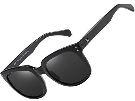 DUCO Retro Polarisierte Damen Sonnenbrille 100% UV400 Schutz Outdoor Brille für Fahren Golf Angeln 2148 (Schwarz)