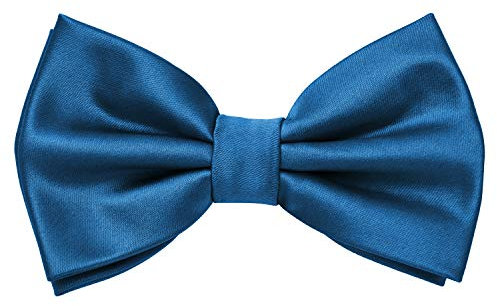 MASADA Herren Fliege Blau Seidenlook, stufenlos verstellbar, handgefertigt, Hakenverschluss - 12 x 6 cm 100% Polyester