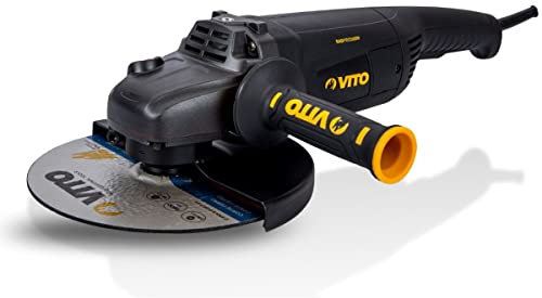 VITO Black Series Profi Winkelschleifer 2600 Watt, 230mm Scheiben-ø, Leerlaufdrehzahl: 6500 /min austauschbare Kohlebürsten, Sanftanlauf, Spindelarretierung, 3-Pos-Zusatzhandgriff - VIRE23026