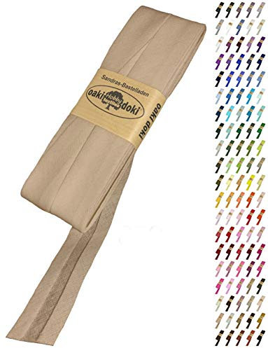 Sandras-Bastelladen Schrägband/Einfassband Baumwolle Uni gefalzt 5m x 20mm 889-Beige