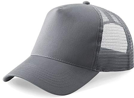Plain Trucker Cap Mesh Back Baseball Cap Snapback - Grey