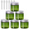 TIANZD 6 Pièces Vides Petit 50 ml Vert Cosmétique Pot en Plastique avec Couvercle Argent 50 g Pots de Cosmétique Crème de Bouteille Contenant avec 6x Spatules