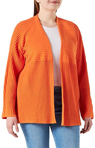 Samoon Damen Long Cardigan mit RIPP-Struktur GOTS Langarm unifarben Glowing Orange 48