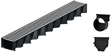 1m ACO Hexaline 2.0 Entwässerungsrinne Stegrost Stahl verzinkt Ablauf horizontal Bodenrinne Terrassenrinne