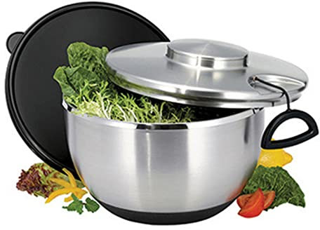 KELUNIS Stainless Steel Salad-Spinner & Dryer for Home Kitchen Washing & Drying Leafy Vegetables, 5L Large Capacity