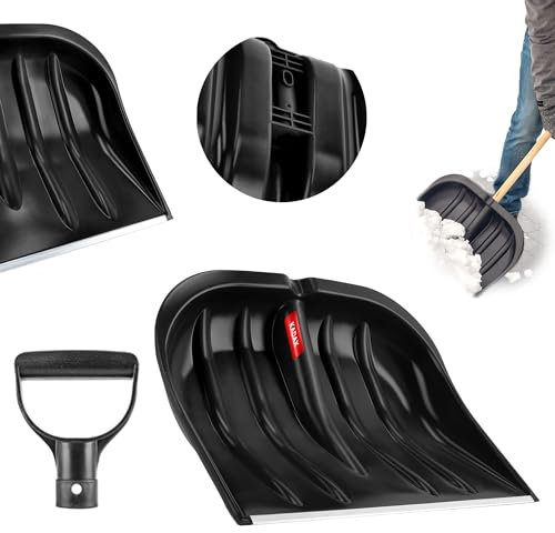 KADAX Schneespaten, 49 cm breit, Schneeschaufel ohne Stiel, Schneeschieber, Schneeräumer, Kunststoffschneeschaufel, Schneeschippe (1, Schwarz mit Blechkante)