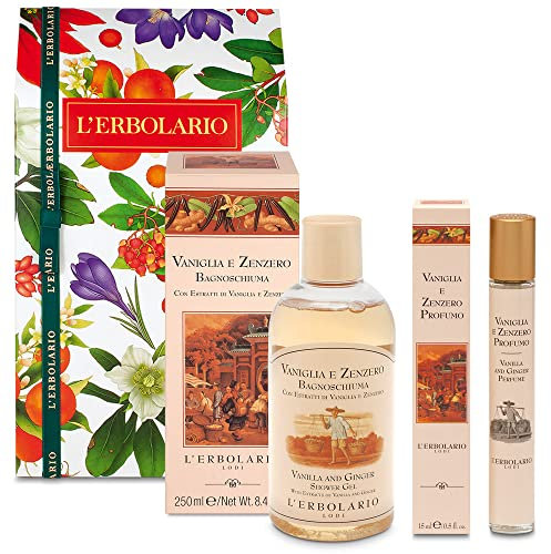 L' Erbolario - Confezione Regalo VANIGLIA e ZENZERO Duo - in Scatola Originale - Bagnoschiuma da 250 ml + Profumo da 15 ml