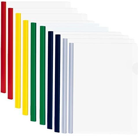 10 Stück Klar A4 Sliding Bar Binder, A4 Kunststoff Bericht Abdeckungen, A4 Clip Bar Datei, Bericht Abdeckungen Schiebe Ordner für Zuhause Schule Büro Dokumente Klassifizierung (5 Farben)