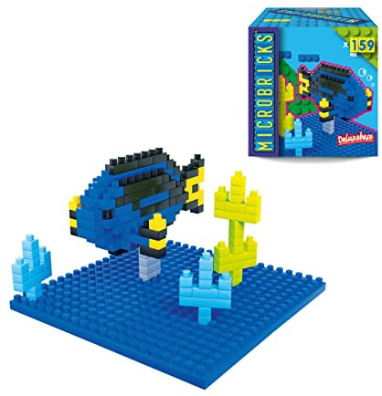 Microbricks - Palettenfisch von Deluxebase. Mini-Block-Fisch-Puzzle. Einfach zu bedienendes 3D-Puzzle für Kinder im Tiere-Stil