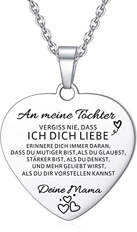 AITENME An Meine Tochter Kette Herz Halskette Silber Farbe von Mama