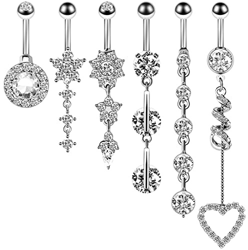 Dsnyu Bauchnabel Ring Piercing, MehrfarbigPiercing Bauchnabel Nadel Frauen, Bauchnabelpiercing Ring Chirurgenstahl Zirkonia Nabelpiercing Kurzer Stab