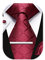 HISDERN Hommes Bordeaux Plaid Cravate et Pochette Ensemble Mouchoir Bouton De Manchette Pince À Cravate Ensemble Formelle Fête De Mariage Cadeaux