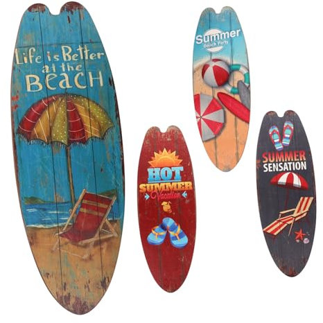 YARNOW 4PCS Surfboard Strandschilder Holz Surfbrett Wandkunst Dekorative Outdoor- Schilder Farbenfrohe Surf Party Dekorationen Holz Surfbrett Schneidebrett für Wanddekoration