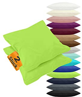 npluseins 2er Pack Kissenbezüge aus Jersey-Baumwolle in unifarbenem Design 1179.1539, ca. 80 x 80 cm, Apfel