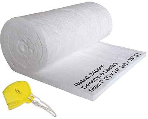 Keramikfaser-Isolierdecke – 2,5 x 61 x 190,5 cm – 8# Dichte 2400 F – feuerfeste Isolierdecke für Schmiedeofen, Pizzaofen, Ofen, Kamin, Isolierung, Geschirrspüler-Isolierdecke