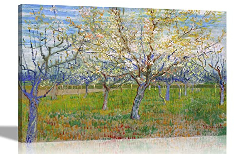 Artley Prints The Pink Orchard By Vincent Van Gogh Canvas Wall Art l Ready to Hang l Landscape Pictures l Home, Decor, Living Room Artwork 40 x 30cm (16 x 12 inches) A3