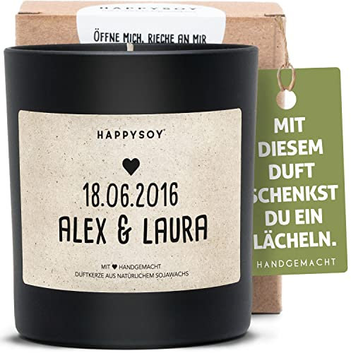 Personalisierte Geschenke für Paare - Duftkerze mit Namen - liebevolles Geschenk - Geschenk für Partnerin, Partner, Ehefrau, Ehemann - einzigartiges Pärchengeschenk