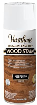 Varathane Premium Fast Dry Wood Stain Spray | 1 Hour Dry Time | 1 Coat Color | Interior Wood Stain | Furniture, Cabinets, Doors, Trim | 10.25 oz | American Walnut
