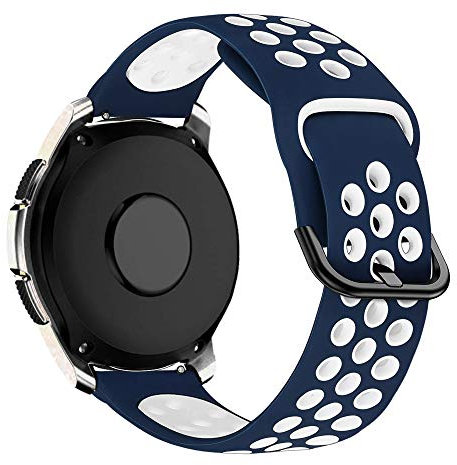 MroTech 20mm Armband kompatibel für Samsung Galaxy Watch 6/5/4 40mm 44mm/Watch 4/6 Classic 47mm 43mm 46mm 42mm/ 5 Pro 45mm/Watch 3 41mm/Active/Active 2 Ersatzarmband Silikon Uhrenarmband,Blau/Weiß