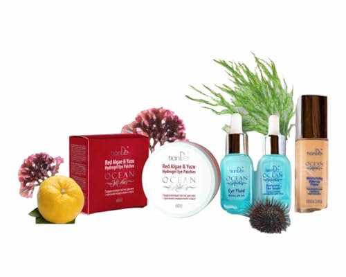 TianDe - Gesichtpflege Serie Ocean Riches mit Rotalgen und Seeigel Extrakt - 4 Produkte für die Ideale Pflege