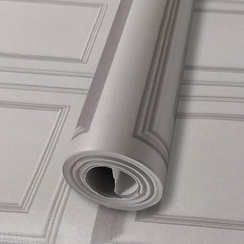 3D Effect Grey Panel Wallpaper - Wood Panelling Wallpaper Textured Retro Embossed Tartan for Living Room Feature Wall & Bedroom Ceilings - 2 Rolls