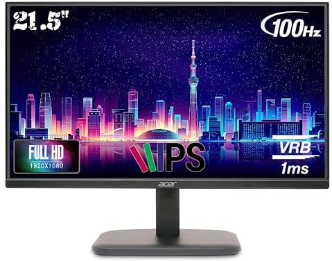 Acer EK220Q E3 abi 21.5 Inch IPS FullHD (1920x1080)Backlit LED LCD Monitor I 1MS VRB, 100Hz Refresh I 250 Nits I 99% SRGB I HDMI & VGA Ports with HDMI Cable I AMD FreeSync I Eye Care Features (Black)
