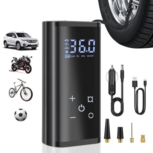YUGUANG Elektrische Luftpumpe Akku Pump, 6000mAh 150 PSI Elektrisc Tragbarer Akku Kompressor Kabellose mit Touchscreen/Beleuchtung für Motorrad Auto Fahrrad.
