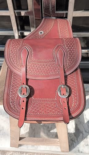 WILD RACE Western-Satteltasche aus Pferdeleder, strapazierfähig, für traditionelle Trail-Fahrten | Satteltasche | Pferdesatteltasche | Western-Satteltasche | Ledersatteltaschen für Pferde (STYLE-05)