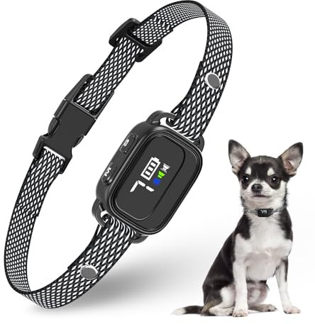 RICIVI Collier Anti Aboiement pour Petits Chiens, Anti Aboiement Chien, avec 7 Niveaux de Sensibilité, 3 Modes Ajustables Son/Vibration, IP67 Waterproof, Efficace et Humain, Noir