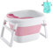Aintap Tragbare zusammenklappbare Babybadewanne - Faltbare Babybadewanne mit Badematte, freistehendes Design (Blau, Grün, Rosa) - (Rosa)