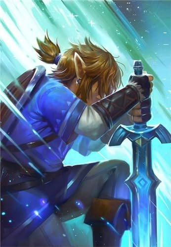 GLXPOG Anime-Link Diamond Painting Erwachsene, 5D Diamant Painting Bilder Erwachsene, DIY Diamanten Malerei Stickerei Set Kreuzstich Handgemachte Geschenke Home Wand Dekor 30x40cm