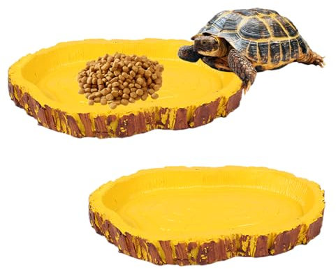Reccisokz 2 pezzi Ciotola Acqua Alimenti a Forma di Foglie di Rettile,Recinto per tartarughe di terra, Animali Domestici Piastra Rettile di Alimentazione Ciotola, Ciotola per Bere Piatta