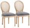HOMCOM Esszimmerstühle 2er Set Küchenstuhl mit Rattan-Rückenlehne, Leinenoptik, Gepolsterter Polsterstuhl im Französischen Stil, für Wohnzimmer, Esszimmer, Grau
