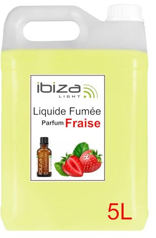 Ibiza - Rauchflüssigkeit – Kanister mit 5 Litern Flüssigkeit Ibiza Light SMOKE5L-N für Nebelmaschine – Duftfläschchen STRAWBERRY Erdbeere