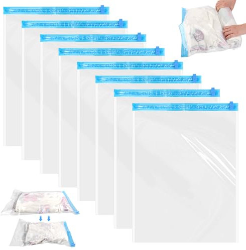 8 Piezas Bolsas Vacio Ropa Viaje,Reutilizable Bolsa de Compresión,Bolsas de Almacenamiento al Vacío,Ahorro Espacio 60 x 40cm