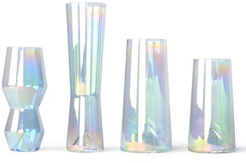 Sempli Monti-Iri Biergläser – Set mit 4 handgefertigten schillernden Trinkgläsern für Pilsner, IPA, Lager, Craft Beer Glassware, belüfteter umgekehrter Boden, bleifreies Kristall, Geschenkbox