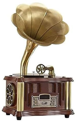 Giradischi Grammofono in vinile con altoparlante integrato da 3,5 mm Aux-in/USB/FM e funzione Bluetooth, perfetto per gli amanti della musica in casa/ufficio