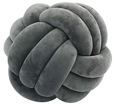 Knotenkissen, Couchkissen, Sofa Kissen, Knoten-Ball-Kissen, Deko Zierkissen, Geknotetes Kissen für Sofa, Rund Knoten Kissen, Deko Knoten, Knot Pillow Ball, Grau, 20cm