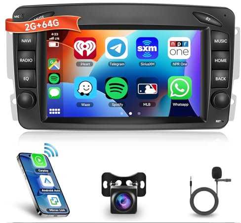 2G+64G Radio Coche Android 13 para Mercedes Benz C CLK Clase G W203 W209 W463 Viano Vito con Pantalla Táctil HD 9 Pulgadas con CarPlay Android Auto Inalámbrico GPS Wi-Fi USB Bluetooth FM RDS EQ Cámara