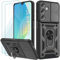 Yohii Cover per Samsung Galaxy A16 5G/4G 6.7, Con 2 Pack Vetro Temperato, 360° Metallo Anello Supporto Silicone Antiurto Custodia Robusta, Con Cavalletto E Protezione Schermo Integrata -Nero