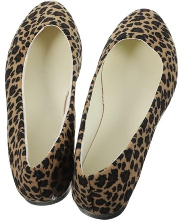 LIFKOME Ballerina Leopard Print Shoes Women's Flat Heeled Pumps Stylish for Casual and Formal Occasions Size 39