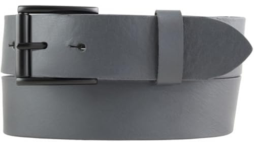 BELTINGER Jeans-Gürtel mit Rollenschnalle aus Vollrindleder 4 cm | Hochwertiger Leder-Gürtel für Herren 40mm | Herren-Gürtel made in Italy | Dunkelgrau 95cm