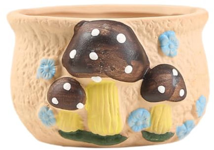 LOVIVER Pot de Fleur en céramique Mignon, Ornement de Table, Accessoire Polyvalent fabriqué à la Main pour Plantes d'intérieur 3,9x3,5x2,4 Pouces, Style D