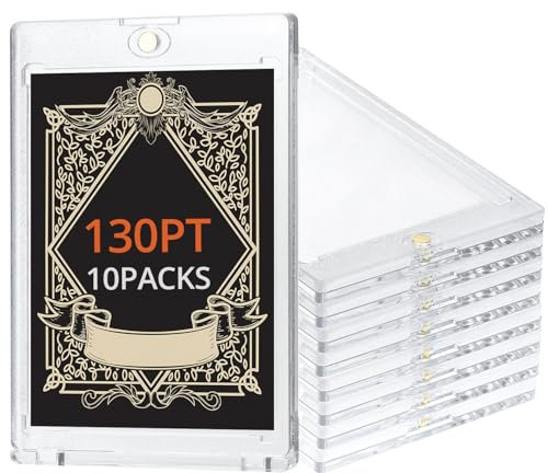 QWORK® 10 Stück Magnetic Sammelkartenhalter, 130PT Magnetkartenhalter, Acryl-kartenhüllen mit UV-Schutz, für Standardkarten, Sportkarten, Spielkarten