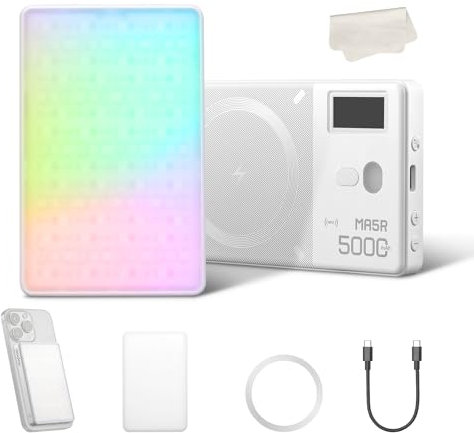 Godox MA5R magnetisches RGB-Videolicht mit 14-FX-Lichteffekten, magnetisches Telefonlicht, dimmbar 1800K bis 10000K, 4900mAh wiederaufladbare Batterie, magnetisches Selfie-Licht für iPhone für TikTok