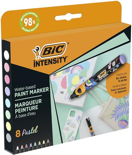 BIC Intensity Permanentmarker, Rundspitze, 4,5 mm, 8 Stück, 8 Pastellfarben