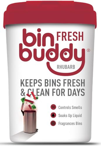 Bin Buddy Rhubarb 450g - Bin Freshener Deodoriser Powder, Leaves Your Bin Smelling Great - Suitable for Indoor and Outdoor Bins