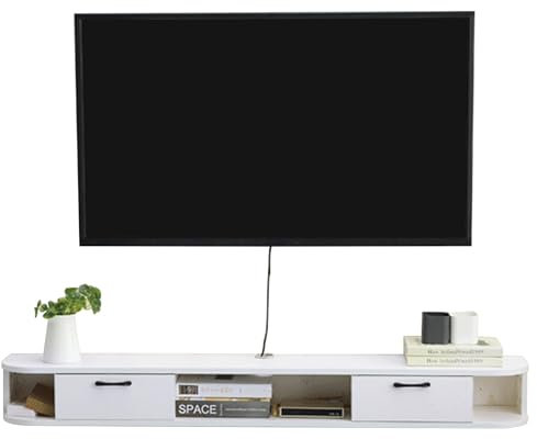 GAOAZHEN 47-75 inch Floating TV Stand,Floating TV Shelf for Wall Mounted, Modern Floating Entertainment Center Media Console Shelf(White,120CM)