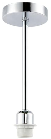 Happy Homewares Classic Polished Chrome Ceiling Light Fixture to Showcase Lamp Shades | 12cm x 33cm | Suitable for Lamp Shades with E27 Lamp Holder