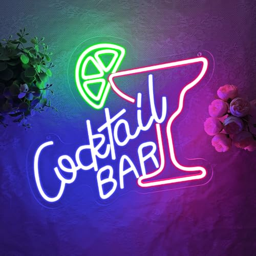 Cocktail Bar Neon LED Room Decor,Cocktail Insegna Neon per Bar Nightclub Party Garage Man Cave Gaming Room Sala Giochi Camera da Letto,Scritte LED Regalo Colorati per Uomini Donne Amici（14.2*11.8）
